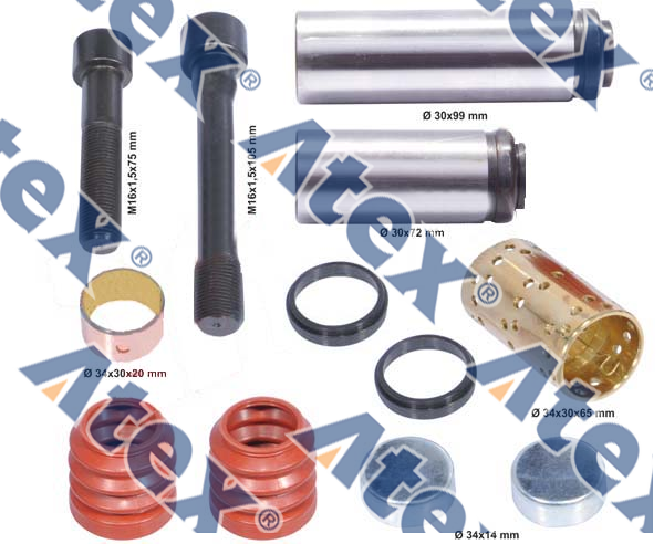 910-07050 09.801.07.05.0, 100-350114, K001928, K004573S2, K004733S2, SN5007S2 Caliper Guide & Bush Repair Kit (bpw)