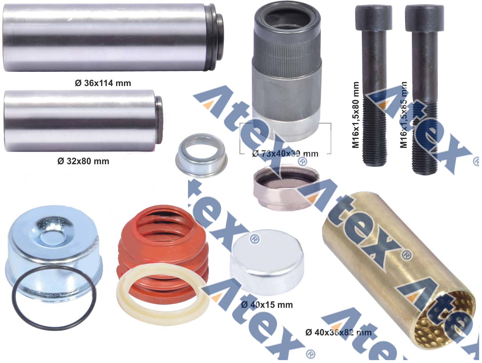 910-82000 3.434.3812.00, 3.434.3820.00, 910-51559, 910-51560, K067417K50 Caliper Guide & Bush Repair Kit (saf)